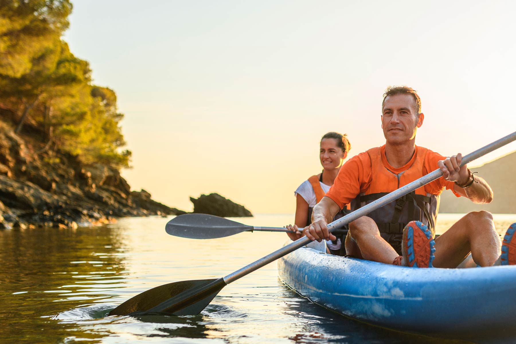 Photo of a couple kayaking